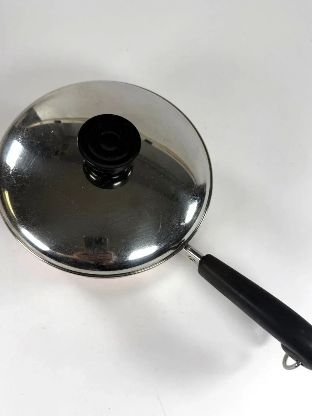 Revere Ware 1 Qt Copper Bottom Saucepan & Lid Clinton IL USA Vintage Stainless S